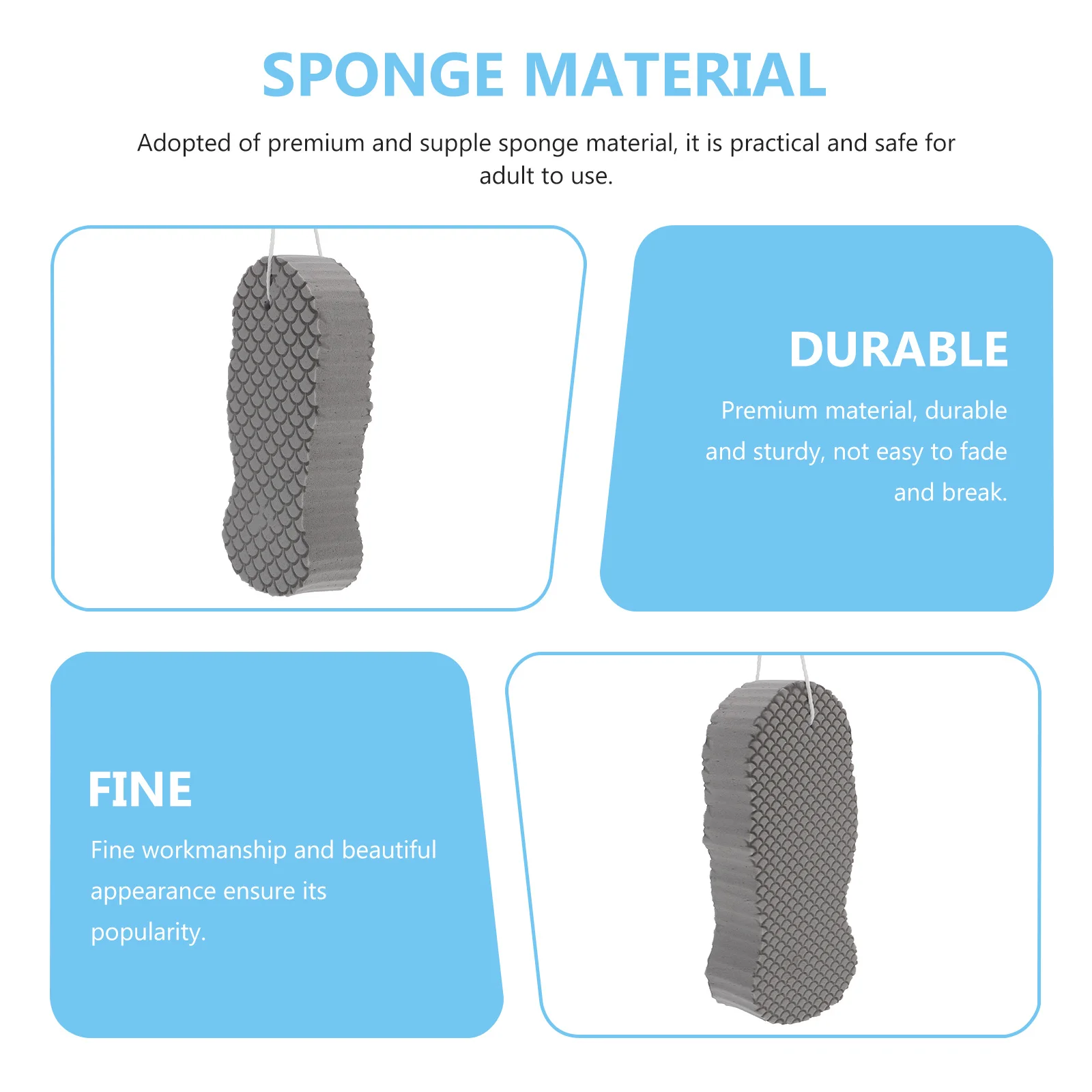

2Pcs Bath Sponge Double Sides Durable Exfoliating Shower Scrubber Body Cleaning Supplies for Smooth Skin Bath Sponge