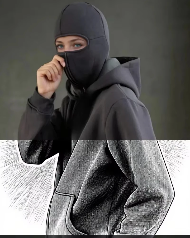 

Дружественная двойная шляпа в стиле хип-хоп, Балаклава, толстовка с капюшоном, мужская ветрозащитная маска на молнии, толстовка, уличная одежда, осенняя модная куртка с капюшоном