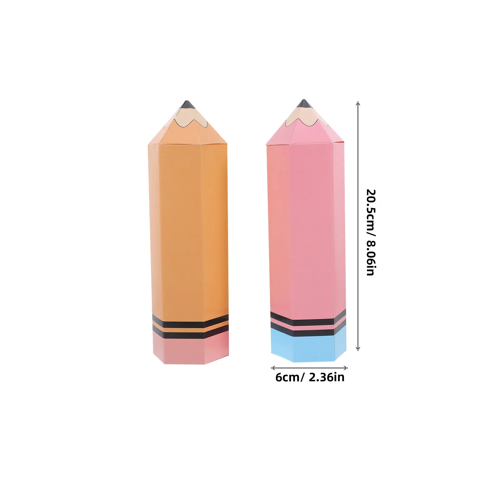 12Sets Pencil Candy Boxes Thick Paper Round Shape Back to School Classroom Party Snack Boxes for Pencil Shaped Candy Box