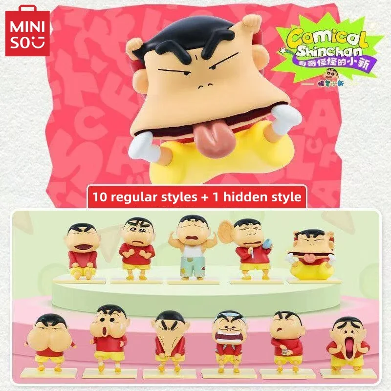 MINISO Blind Box Weird Crayon Shin-chan Animation Funny Model Desktop Decoration Ornament Blindbox Toy Figures Birthday Gift