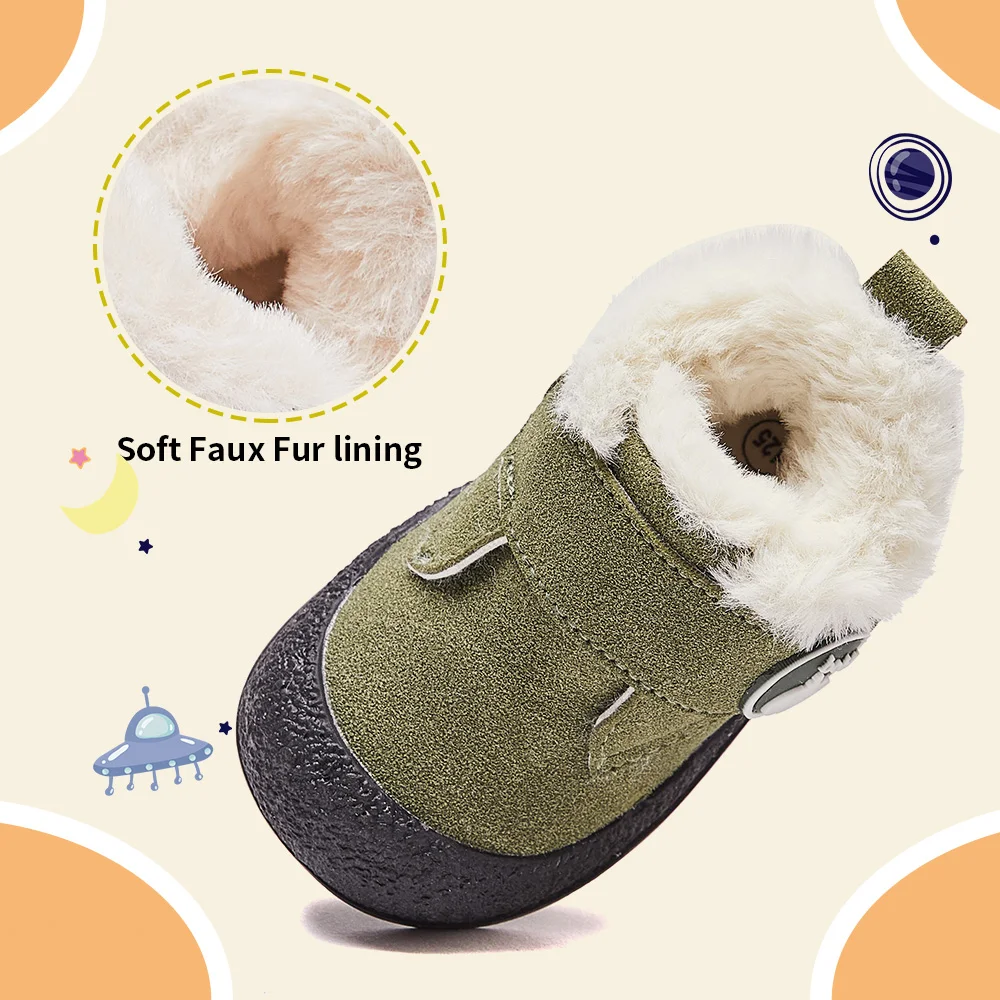 أحذية الثلوج الشتوية للأطفال الصغار من عمر 1-3 سنوات، أحذية خارجية مضادة للانزلاق مع بطانة من الفرو الصناعي القطيفة، خفيفة الوزن ودافئة للأولاد #2