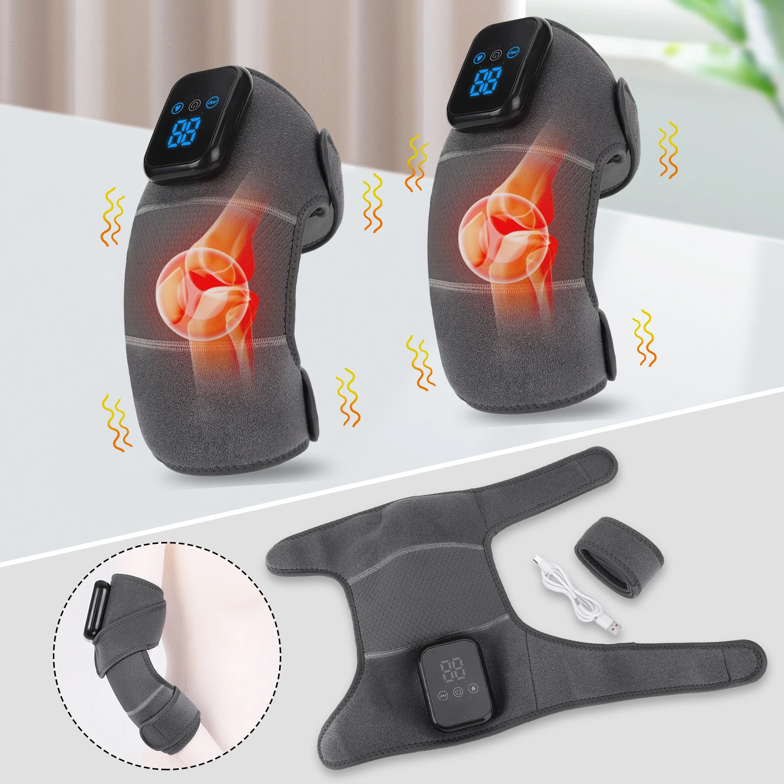 Vibration Heated Knee Massager Knee Massager 3 Adjustable Mode Shoulder Brace Heated Knee Pad Best Gift for A Comforting Massage