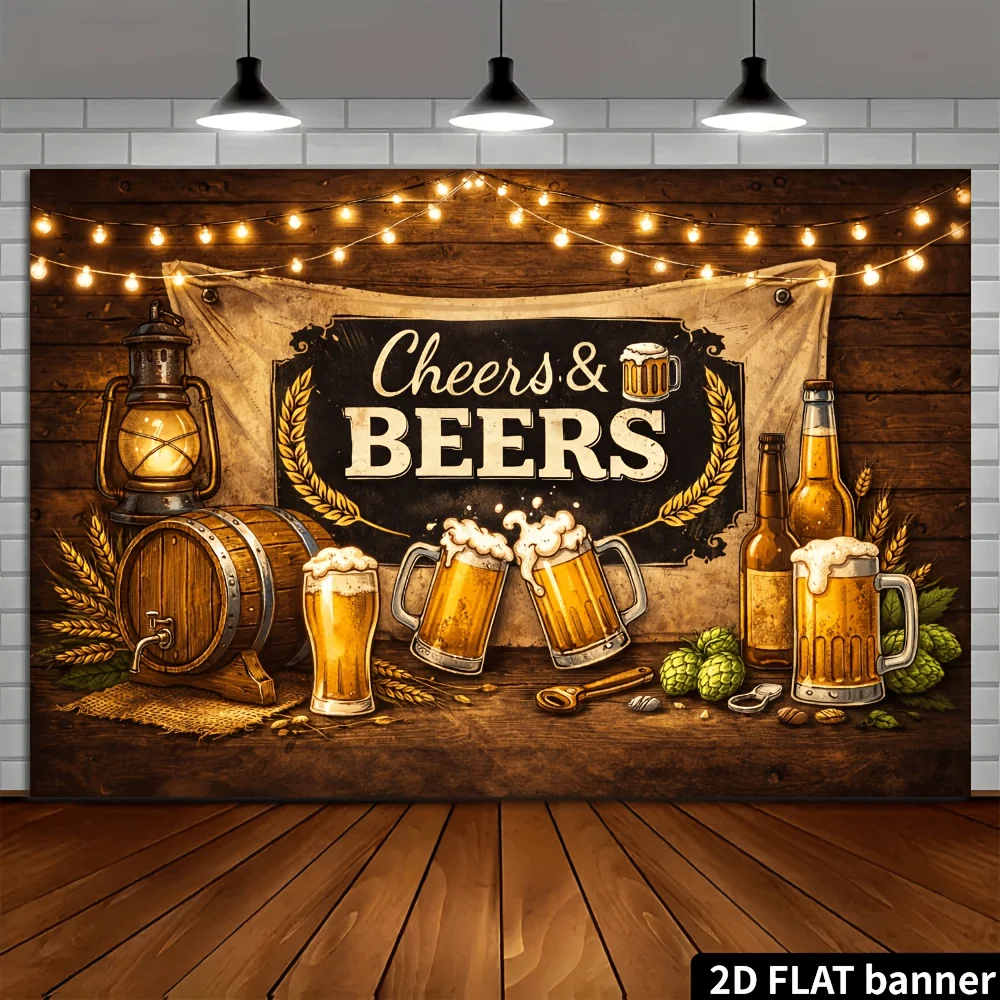 Rustic Beer Tapestry Wall Decor Cheers Sign Pub Bar Man Cave Drinks Polyester Poster Art Hanging Ornament Gift