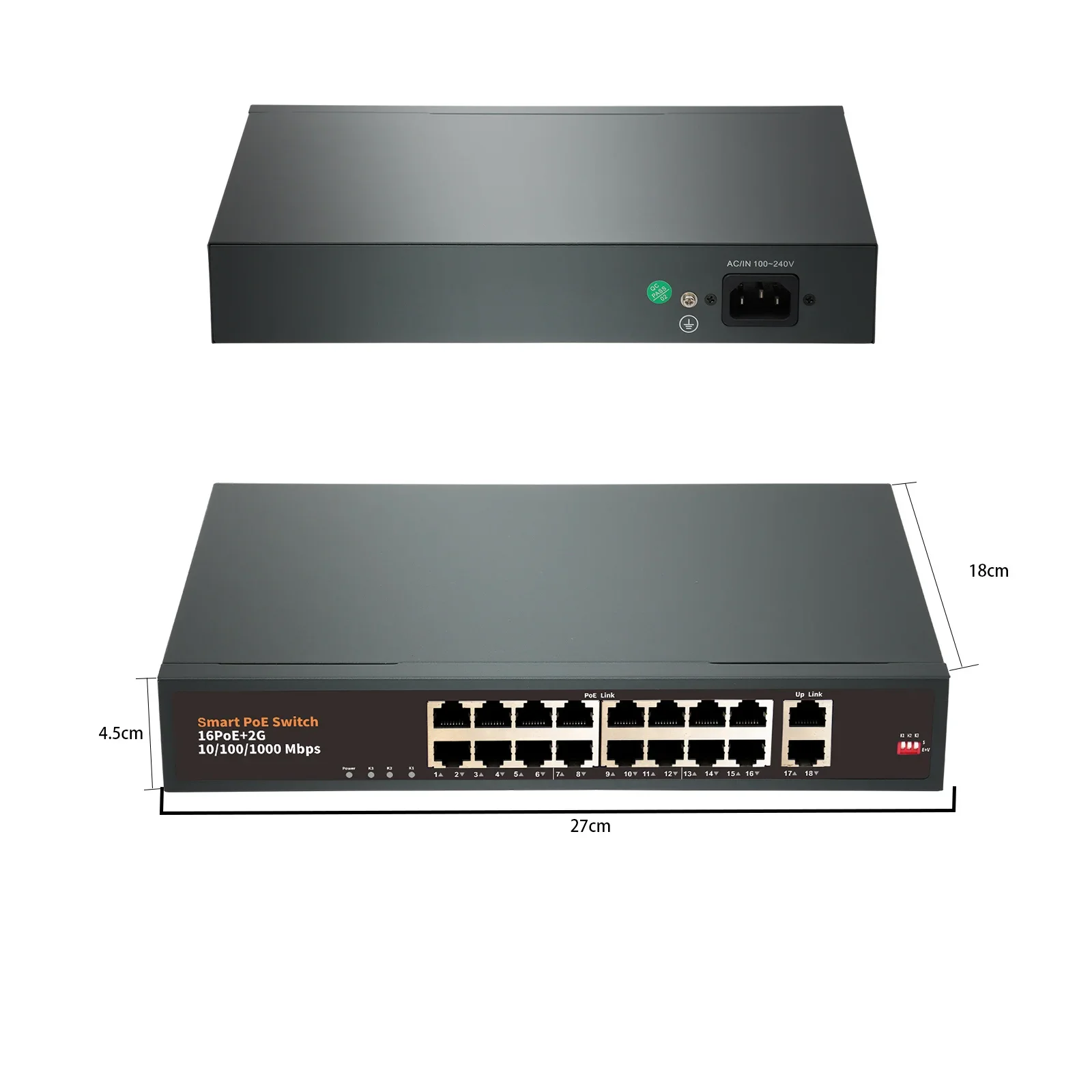 Für IP 48V 16-Port POE Switch Wireless Network AP/Wifi Router 10/100/1000M