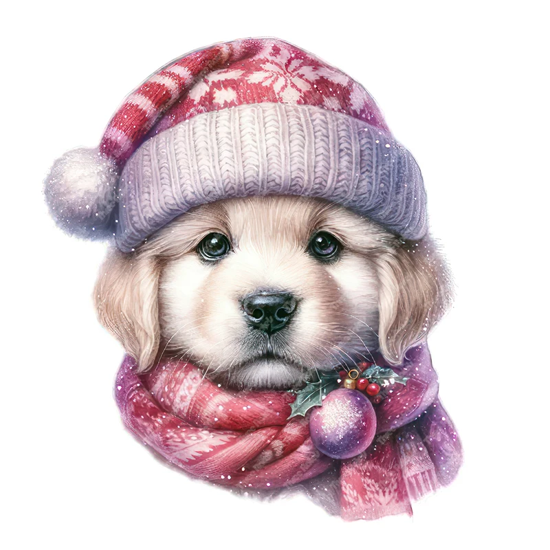Three Ratels Dog pet  wearing fluffy hats cartoon animal stickers for home decoration Waterproof car decals