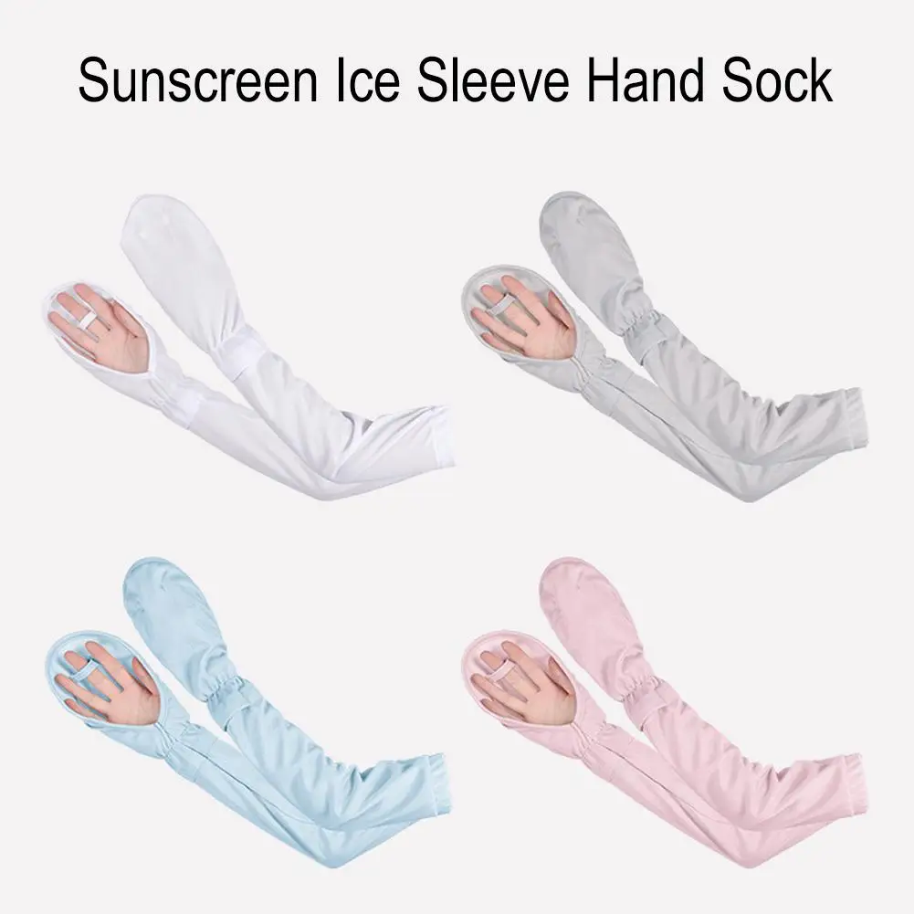 1 Pair Solid Color Ice Silk Gloves Women Driving Sunscreen Horseshoe Sleeve Outdoor Loose Arm Protectors Sleeves Breathable Z0O9