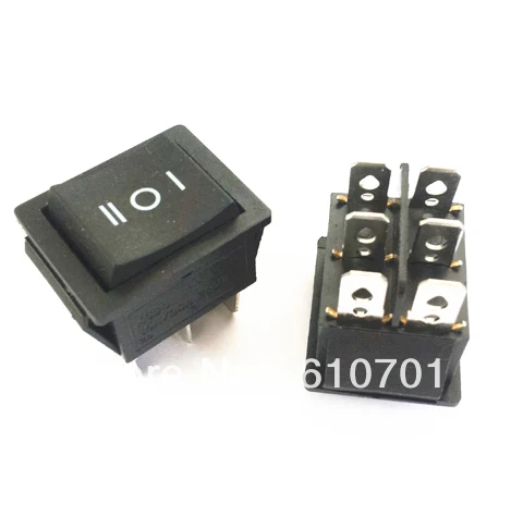 

10pcs 6 Pins KCD4 AC 16A/20A 250V/125VAC DPDT Black Button Momentary Spring Returned On/Off/On Panel Mount Rocker Boat Switches