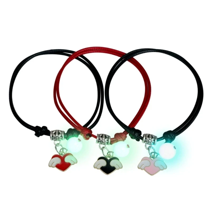 3 Pcs Couple Bracelets Love Star Moon Cat Luminous Bangles for Friendship