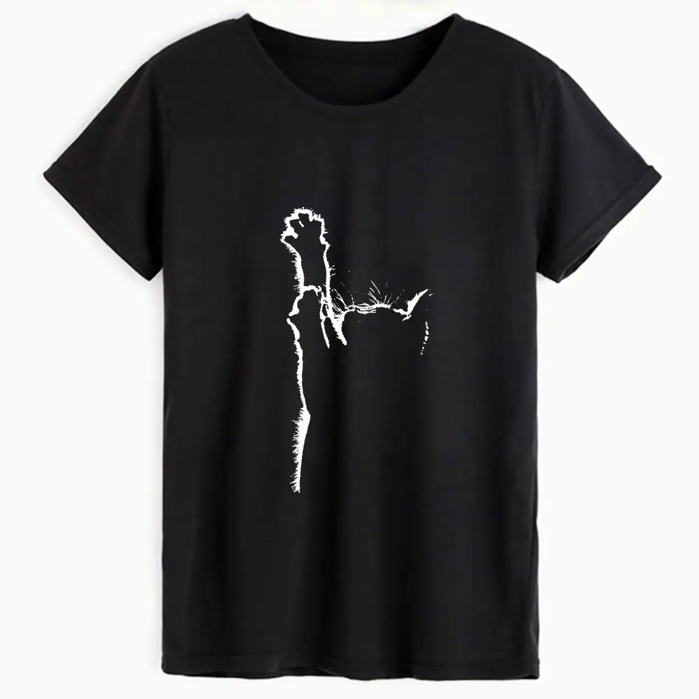 

Cute Playing Cat Graphic Print 100%Cotton Women Tshirt Unisex Funny Summer Casual Short Sleeve Top Cat Mom Shirt Pet Lover Gift