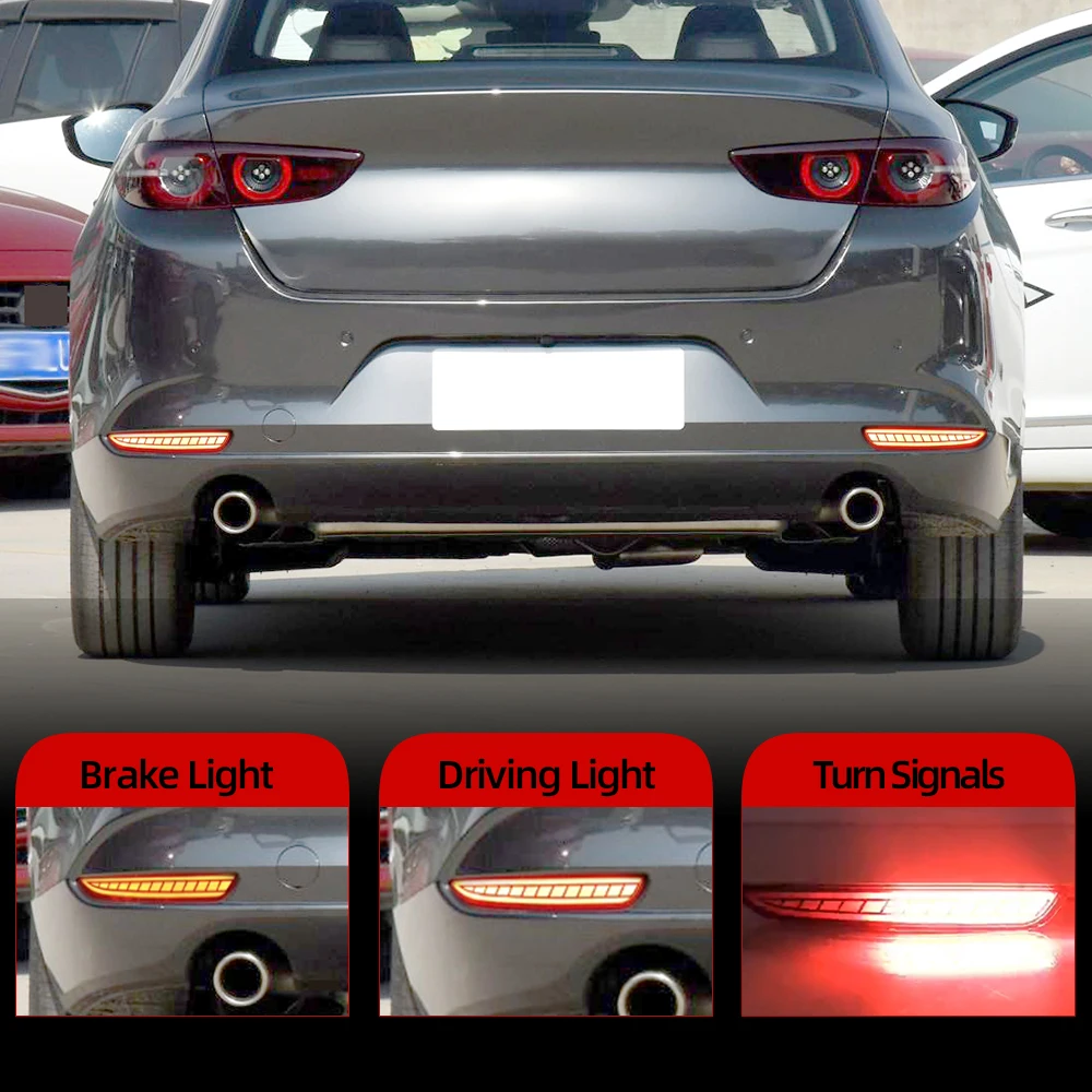 Nice 1Set Car Rear Fog Lamp LED Rear Bumper Brake Light Dynamic Turn Signal Light Reflector For Mazda 3 Mazda3 Axela 2019 2020