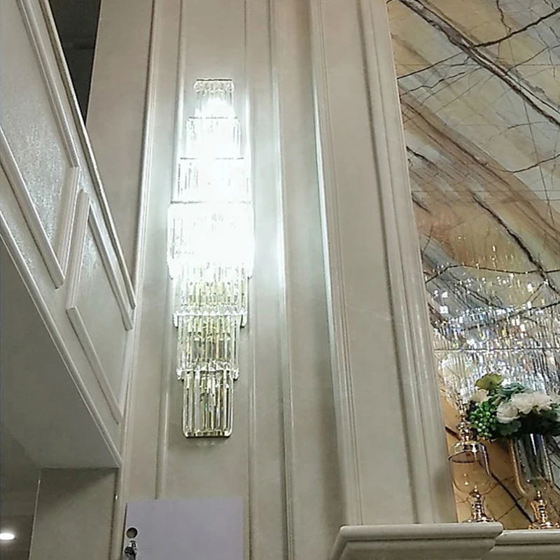 الفاخرة فندق اللوبي كبير كبير كريستال الجدار مصباح لقاعة النادي فيلا غرفة المعيشة مكتب مأدبة تركيبات الإضاءة الداخلية ديكور #3