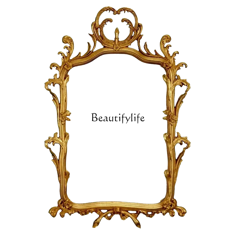 

French Art Dressing Table Makeup Mirror French Bathroom Wall Hanging Bathroom Mirror Porch Living Room Carved Decorative Mirr
