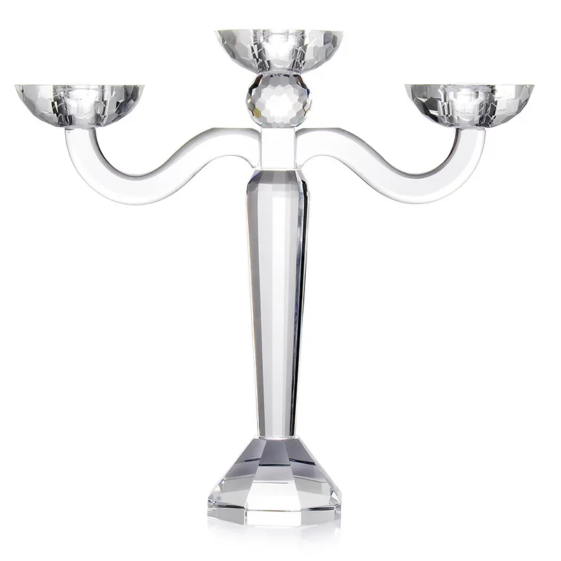 

European romantic three-headed crystal candle holder, home decoration soft decoration holder ornament