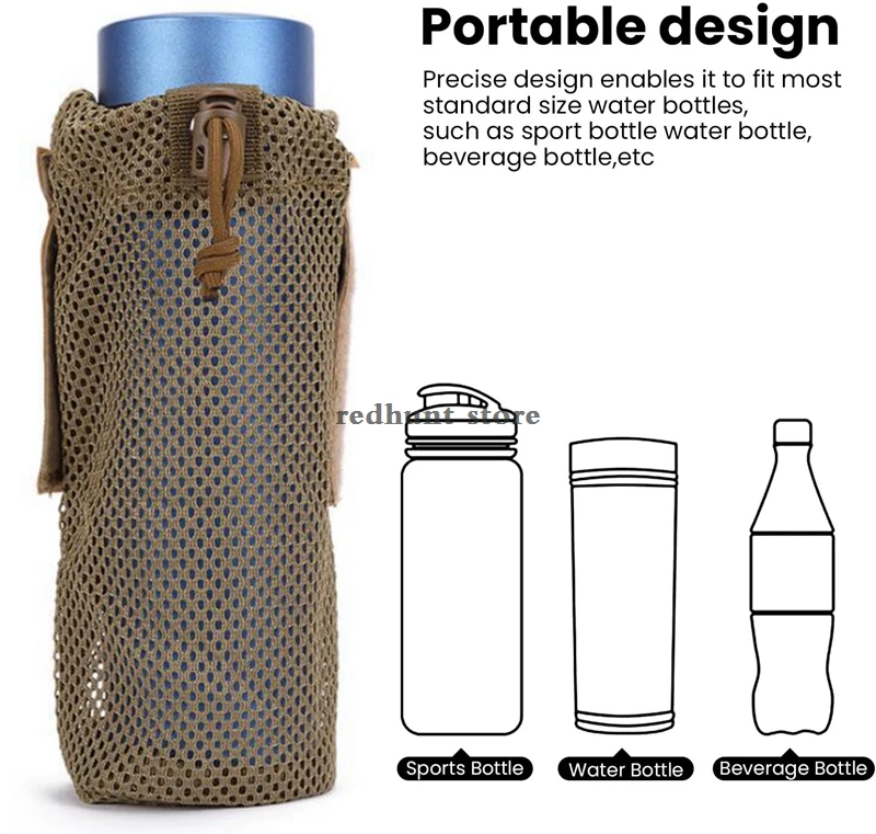Outdoor Radfahren Wasser Flasche Tasche Taktische Molle Halter Lagerung Tasche Faltbare Mesh Wasser Flasche Sleeve Tasche für Rucksack – Detail 21