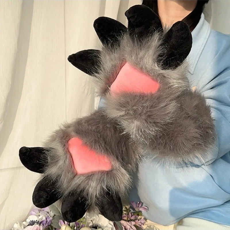 Handwork Dragon Paw Gloves Animal Cartoon Gloves Anime Fursuit Accessory Kawaii Cosplay Claw Puppet Props for Performance Props