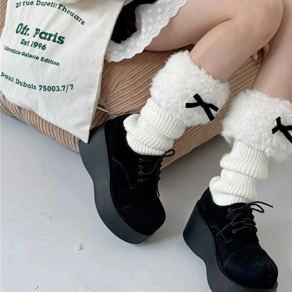 

Fashion Footless Leg Warmer Sleeve Thick Bowknot Knitted Leg Covers Keep Warm Warm Socks Autumn