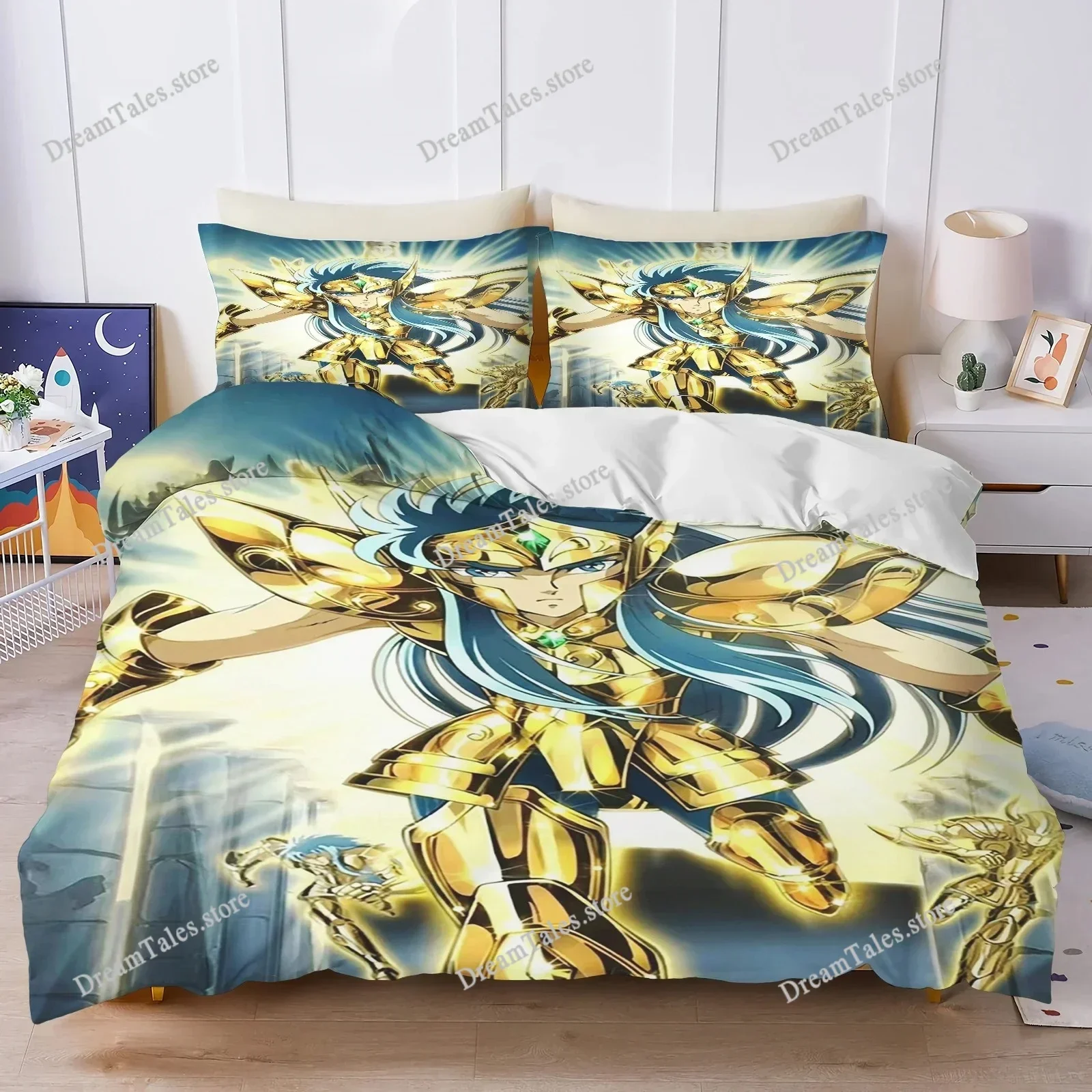 Children Bed Linen Set Quilt Cover Print 100% Polyester Hot-Blooded Anime Decor Comfortable Sets Breathable Bedding For Teenager