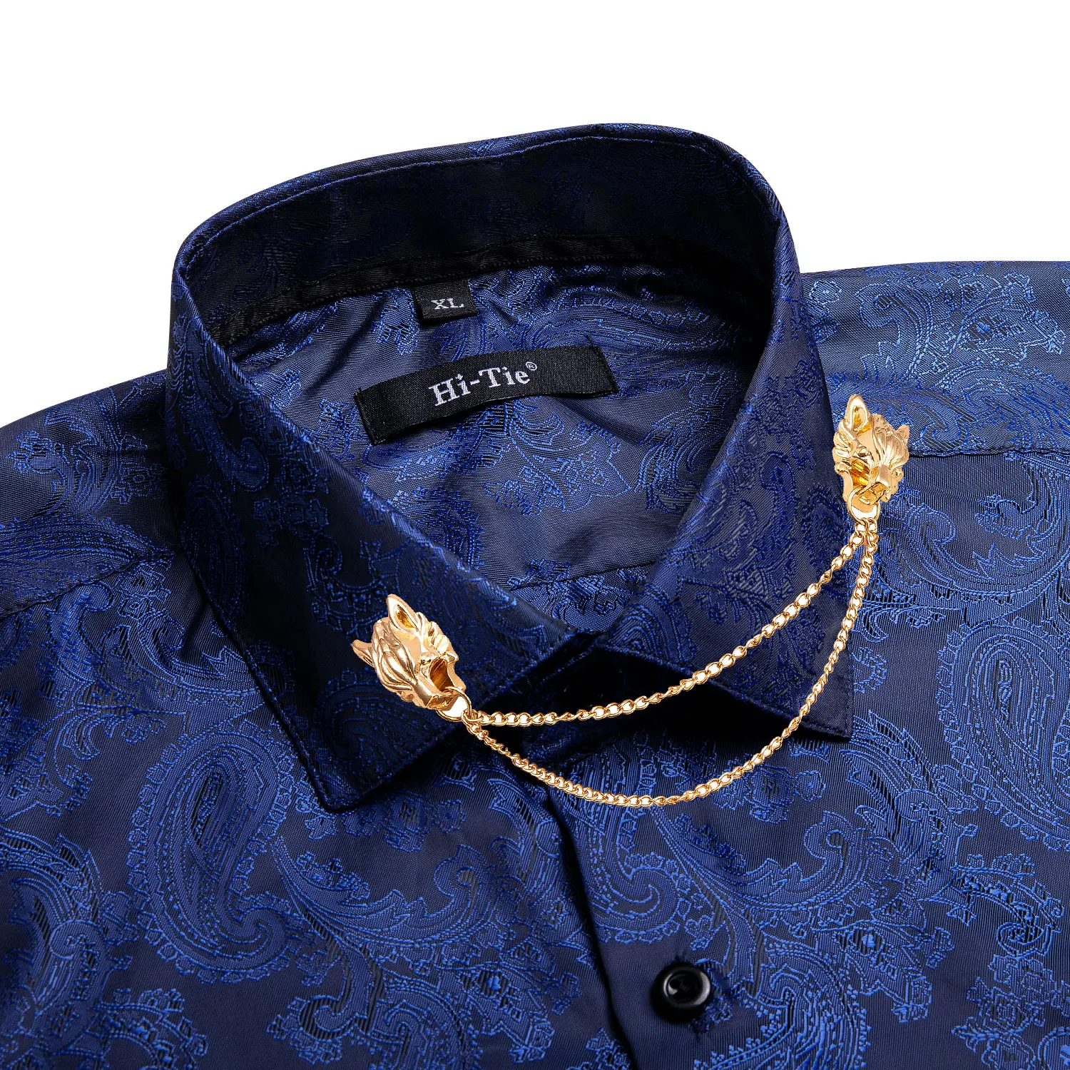 

Hi-Tie Мужская Пейсли Бежево-Синяя Мужская рубашка с длинными рукавами Платье на пуговицах Обычная посадка Формальный подарок Повседневная свадьба Выпускной