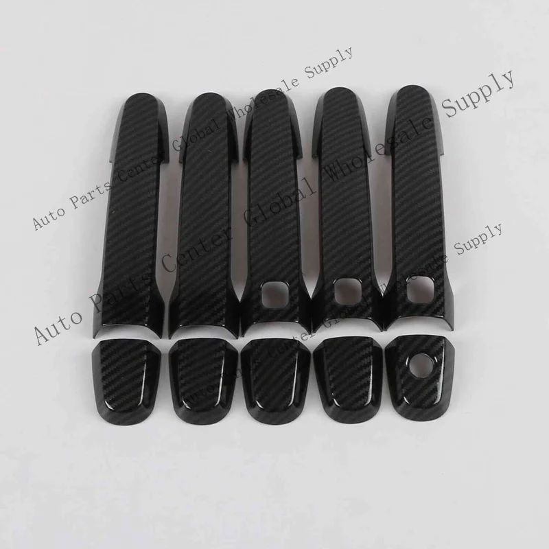 L+ Smartkey Door Handle Lid Side Cover Trim For 2006-2012 Toyota RAV4 Carbon Fiber
