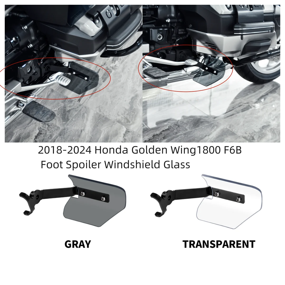 

For Honda Gold Wing GL1800 F6B Motorcycle Fender Air Deflector Spoiler Glass Foot Spoiler Windshield Gray 2018-2024 Accessories