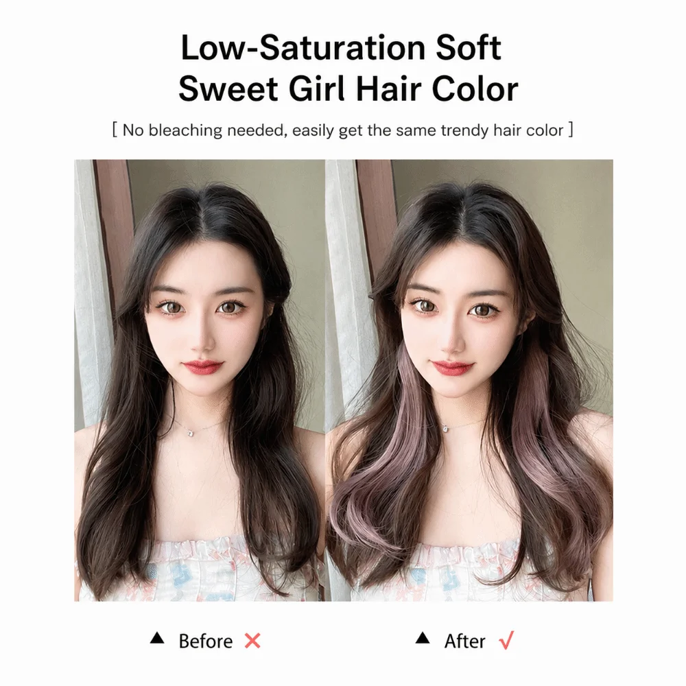 Sweet Colorful Highlight Ear-Hanging Wig Invisible BB Clip Hair Piece Wigs 50cm Synthetic Wig Kids