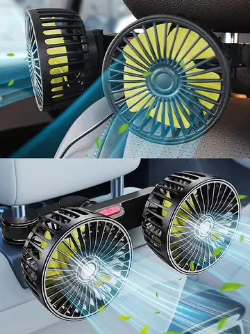 Car Fan 360° 3-speed Car Seat Back Cooling Fan USB Charge Dual Head Fan Adjustable Rotation Neck Cooler for Car Home Accessories