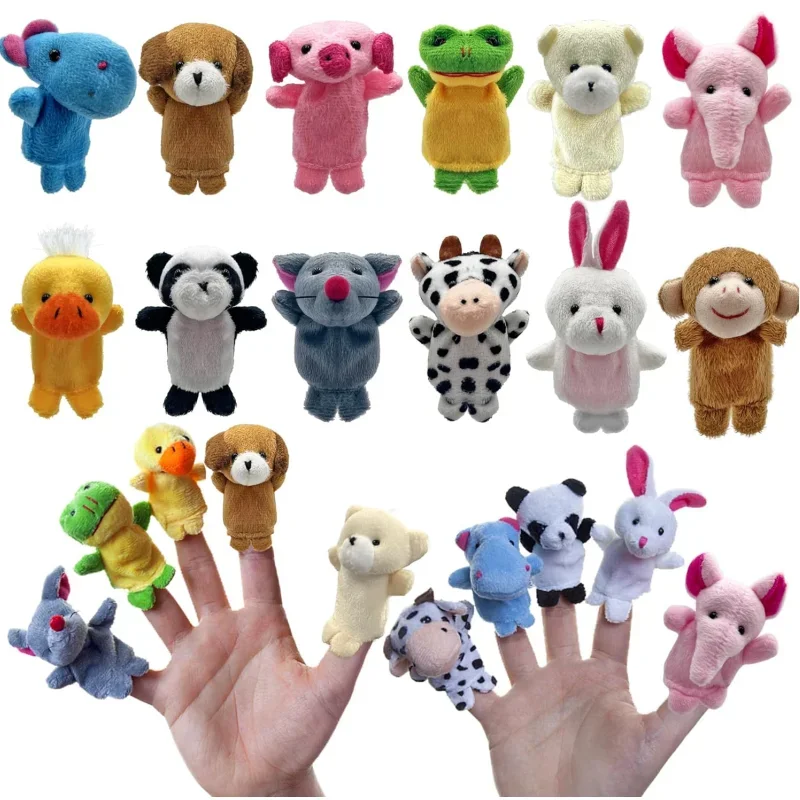 Soft Plush Finger Puppets Set Mini Stuffed Animals Cartoon Hand Doll Storytelling Playing Schools Birthday Party Favor Supplies