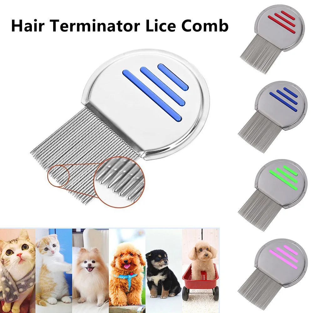 1PC Pet Hair Terminator Lice Comb Stainless Steel Super Density Teeth Needle Comb Portable Remove Nits Comb Hair Tool Hair Brush