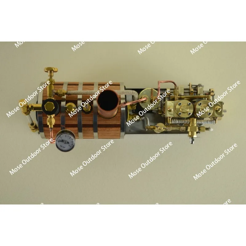 Inline Two-cylinder Reciprocating Steam Engine Model Power Group, Retro Model,and Single Vertical Boiler Horizontal Boiler