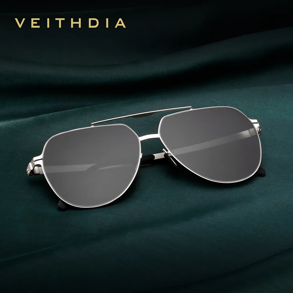 VEITHDIA Polarized UV400 Classic Sunglasses for Men And Women Stainless Steel Frame Nylon Lens Sports And Driving Eyewear 8215