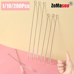 10/200Pc Drinking Straw Cleaning Brush Straw Bottle Glass Hookah Tube Pipe Cleaner Stainless Steel Long Handle Cleaning Brushes