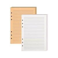 100 Sheets of A5 Six-Hole Loose-Leaf Paper, Kraft Paper Color Horizontal Lines, Notebook Loose-Leaf Book Planner, Binder Folder Replacement Core,
