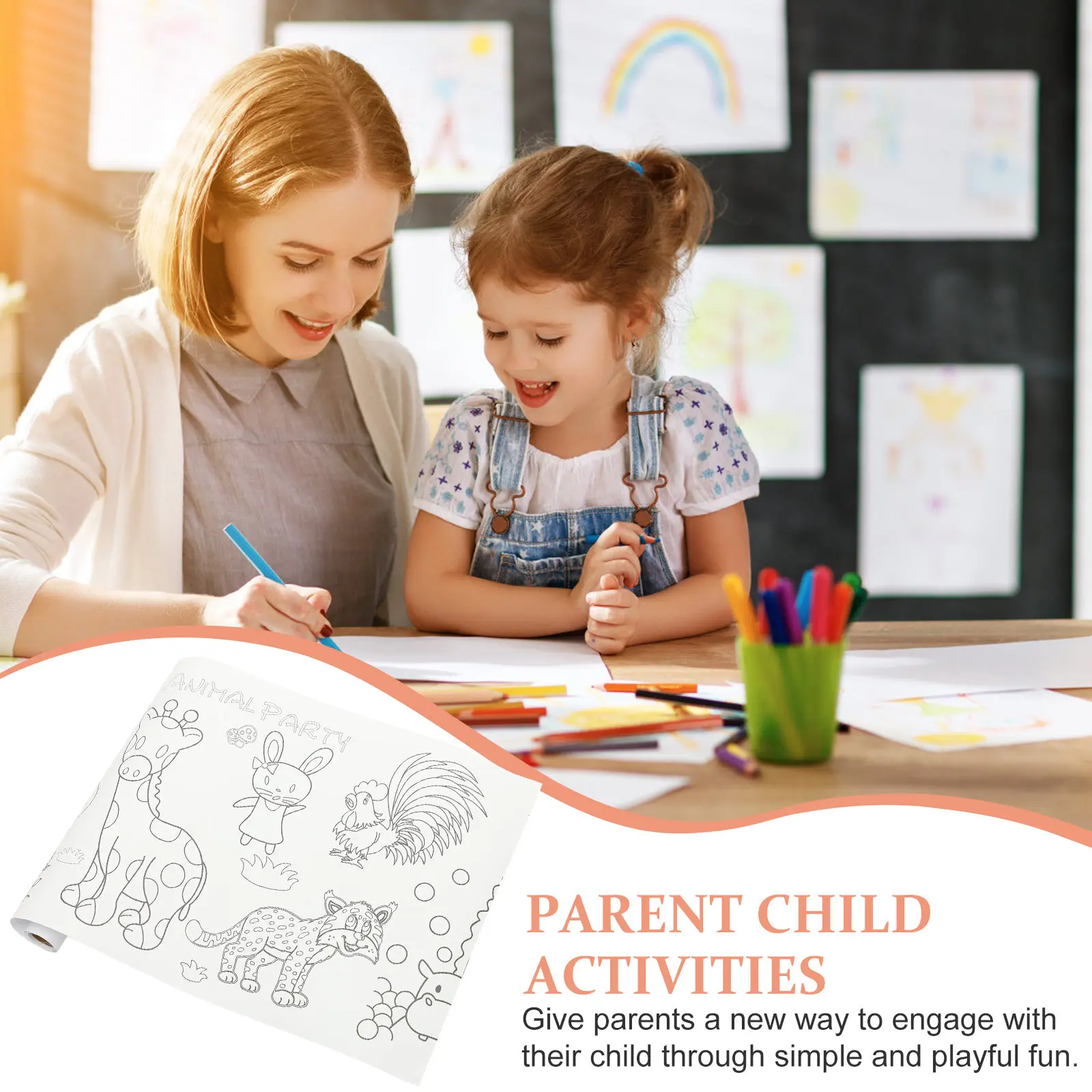 Coloring Poster Large Graffiti Roll Educational Drawing Pad for Home School Use Premium Paper -Eye Coordination
