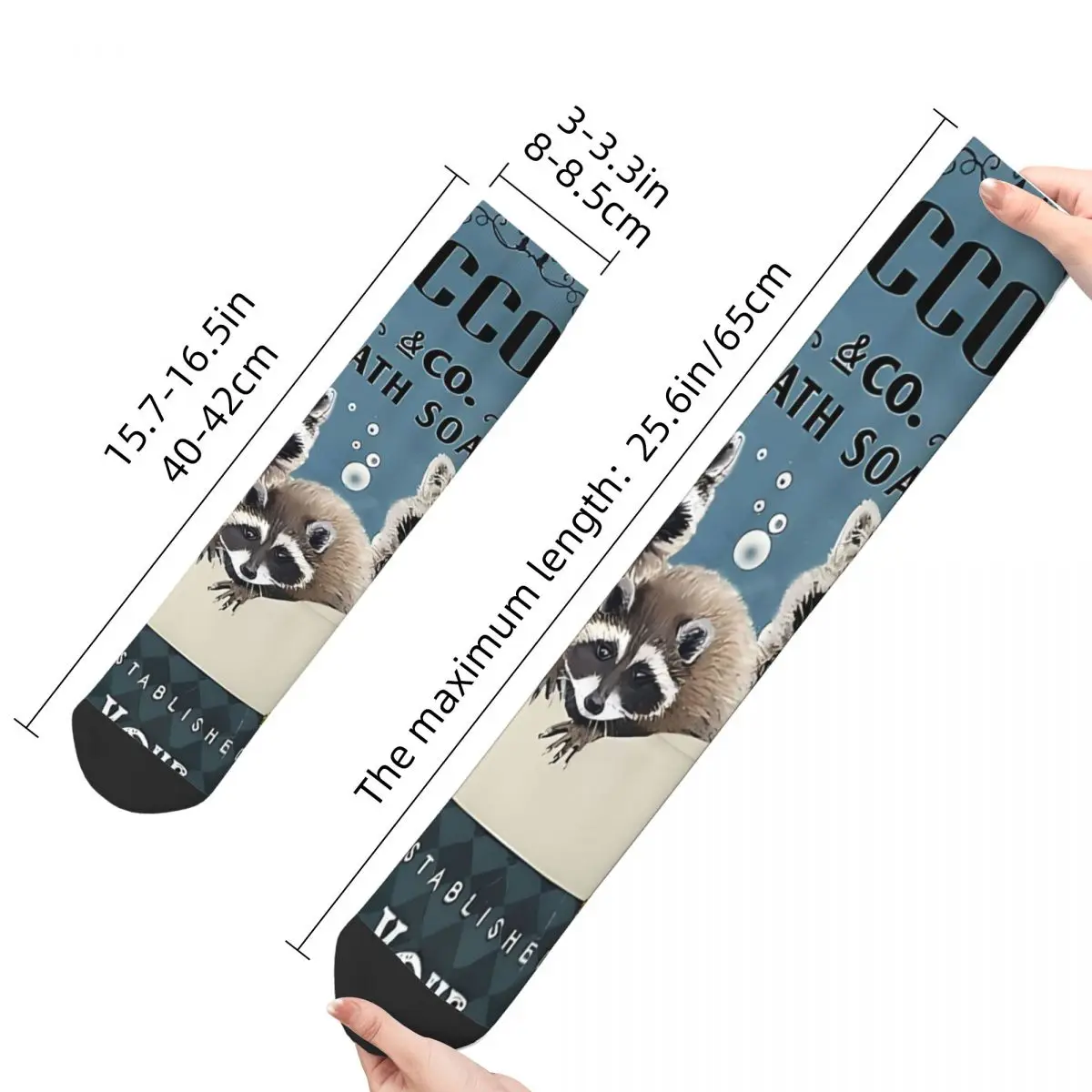 Retro Co Bath Soap Wash Your Hands Men's Socks Raccoon Unisex Hip Hop Seamless Printed Happy Crew Sock Gift