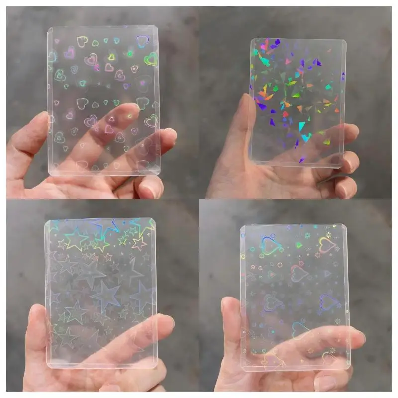 10 Stück holografische, transparente Laser-Fotokartenhüllen, wasserdichter PVC-Kartenschutz für Kpop-Idol-Fotosammlungen, DIY-Scrapbook-Dekoration – Detail 2