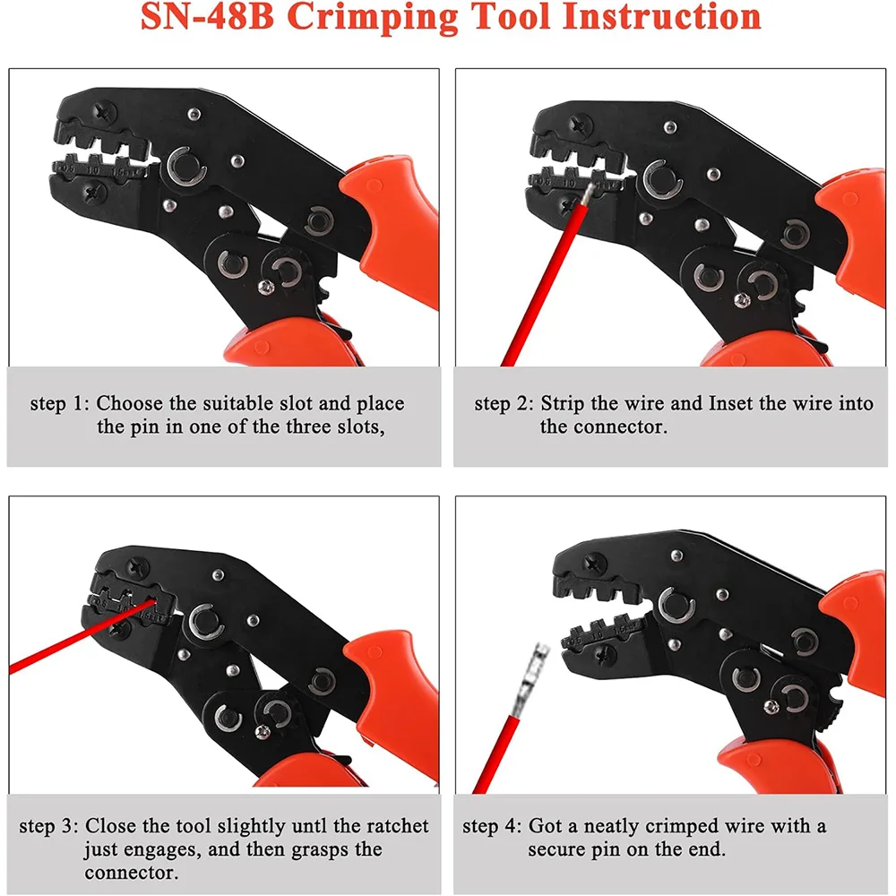 Ratcheting Crimper 26-16 AWG Wire Crimping Tool SN-48B Waterproof Connector Ratchet Dupont Crimp for 0.14-1.5mm² Terminals