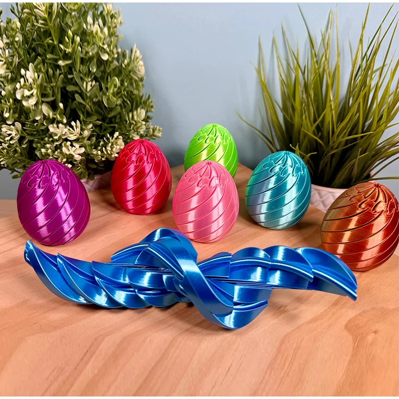 Twisty Fidget Egg 3D Printed Slippery Egg Fidget Easter Egg Toys Basket Stuffers Rotating Fidget Puzzle Toy For Stress Relief