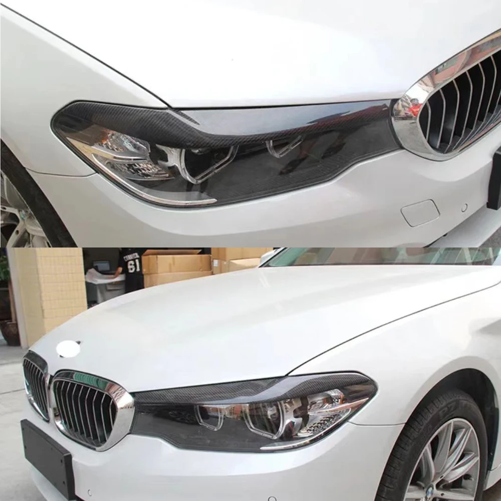 REAL DRY CARBON FIBER FRONT HEADLIGHT EYELID COVER EYEBROW For BMW G30 530i 540i M550i