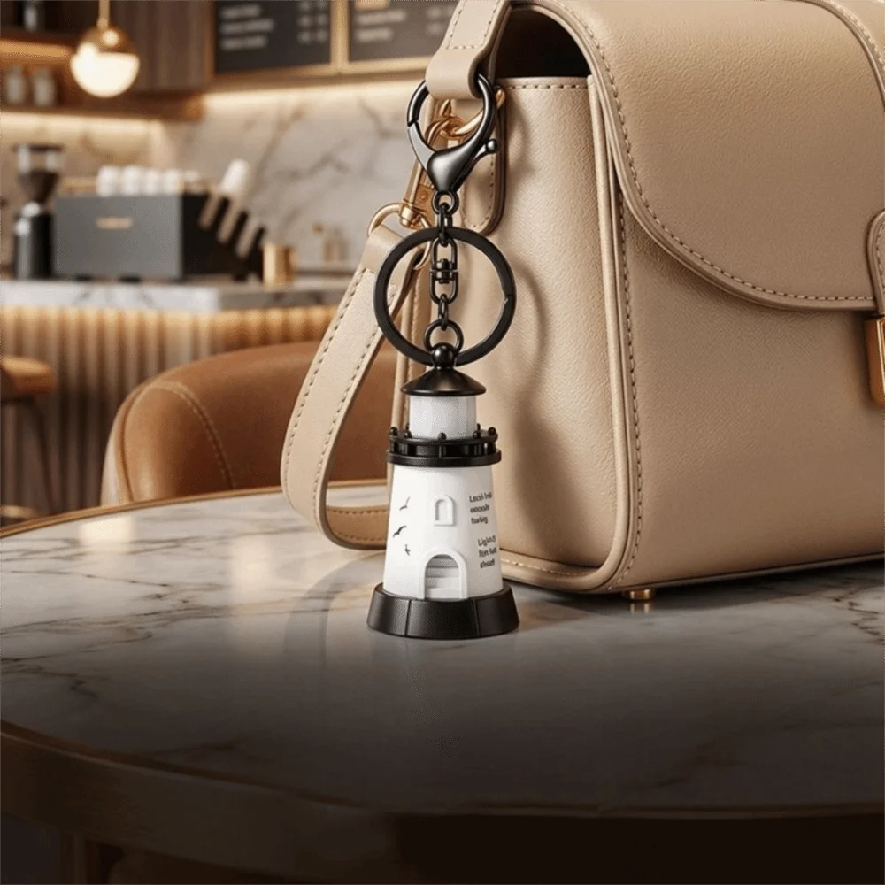 Luminous Lighthouse Keychain LED Light Up Night Light Keychain LED Lightup Keychain Mobile phone stand