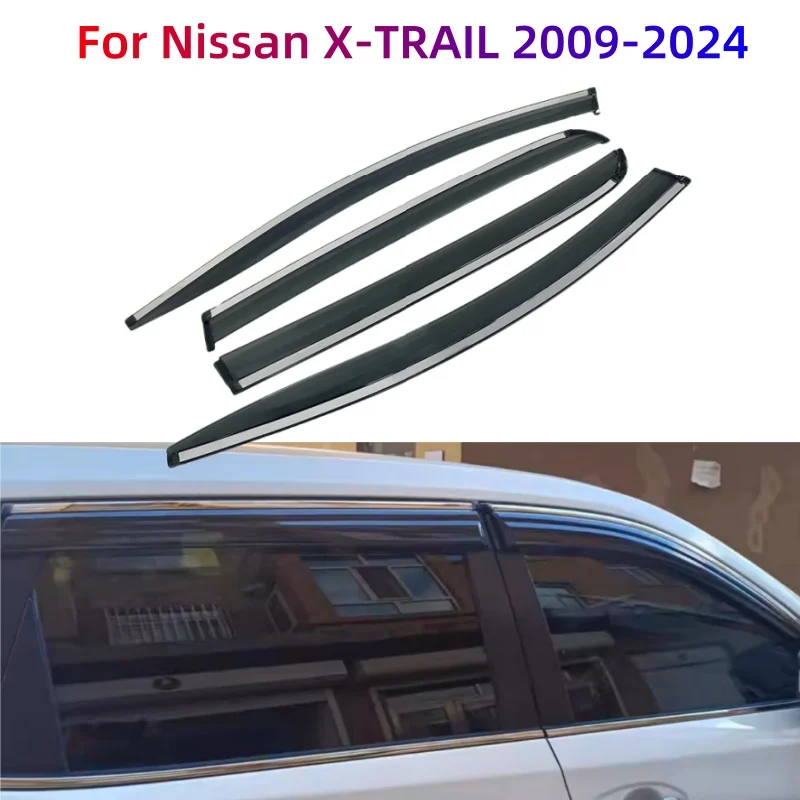 

For Nissan X-TRAIL 2009-2024 Window Visors Rain Guard Side Vent Deflector Weathershield Moulding Trim Car Styling Accessories