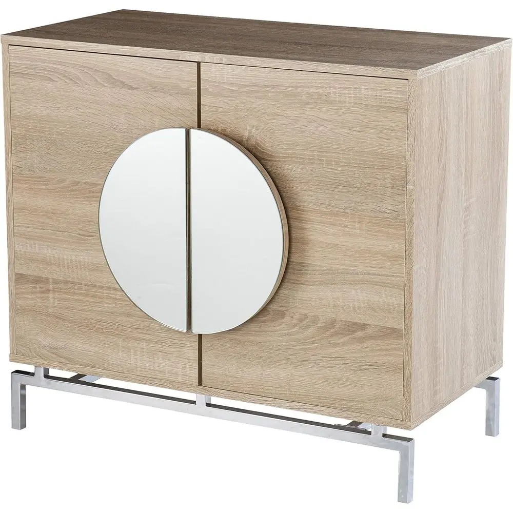 

Transitional Style Bar Cabinet with Wine Rack, Natural Iron and Wood Finish, Suitable for Living Room or Home Bar