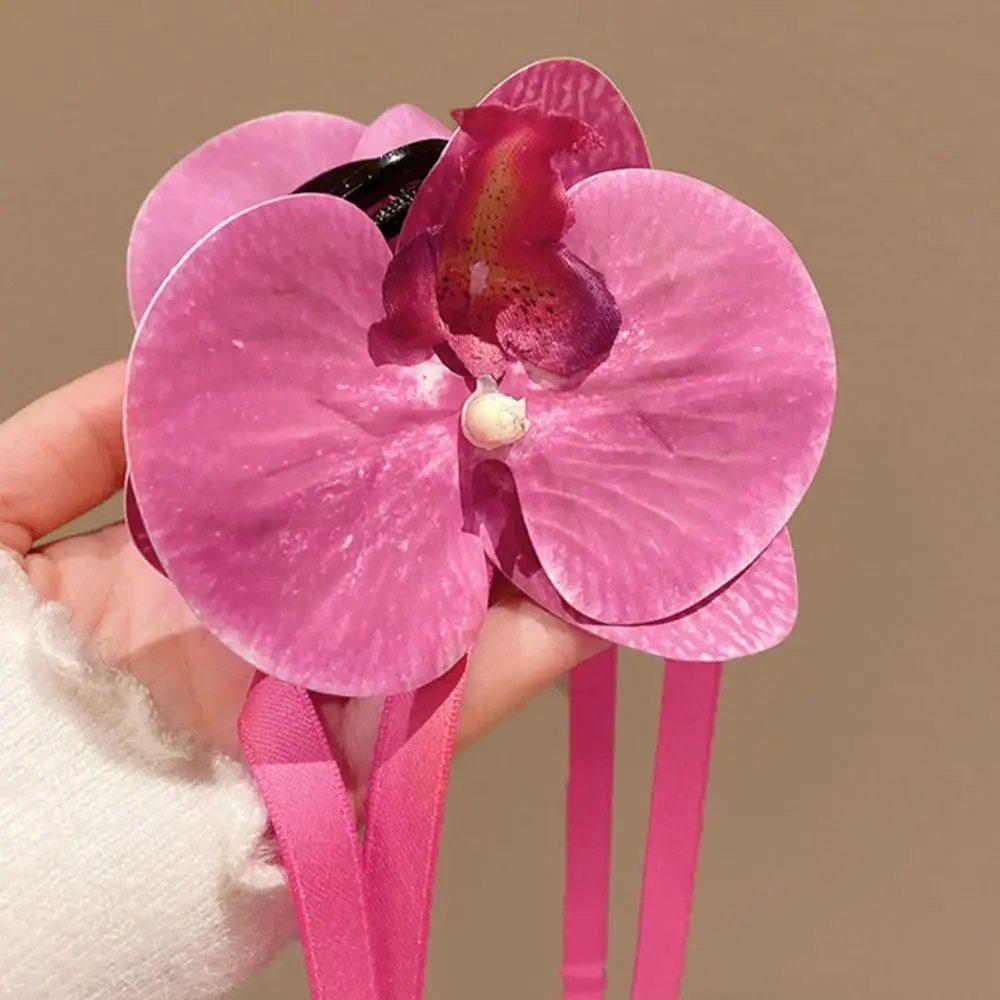 Заколка-краб для волос, с орхидеей