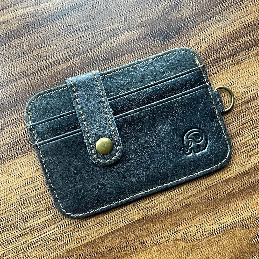 Etui na karty z prawdziwej skóry Portfel na karty kredytowe Mini smukły portfel na karty i etui na dowód Mężczyzna Vintage Cardholder Dostosowane logo — zdjęcie 7