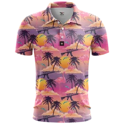 Palm Tree Men's Resort 3D Print Polo Shirt Man Hawaiian Vacation Beach Pique Shirt Short Sleeve Summer Funny Gun Lapel Polo Tees