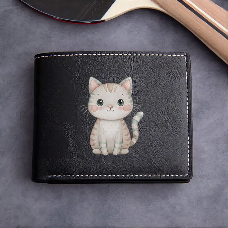 Portafoglio in pelle PU dal design simpatico gatto Portafoglio compatto alla moda minimalista per uomo e donna Leggero e durevole per l'uso quotidiano
