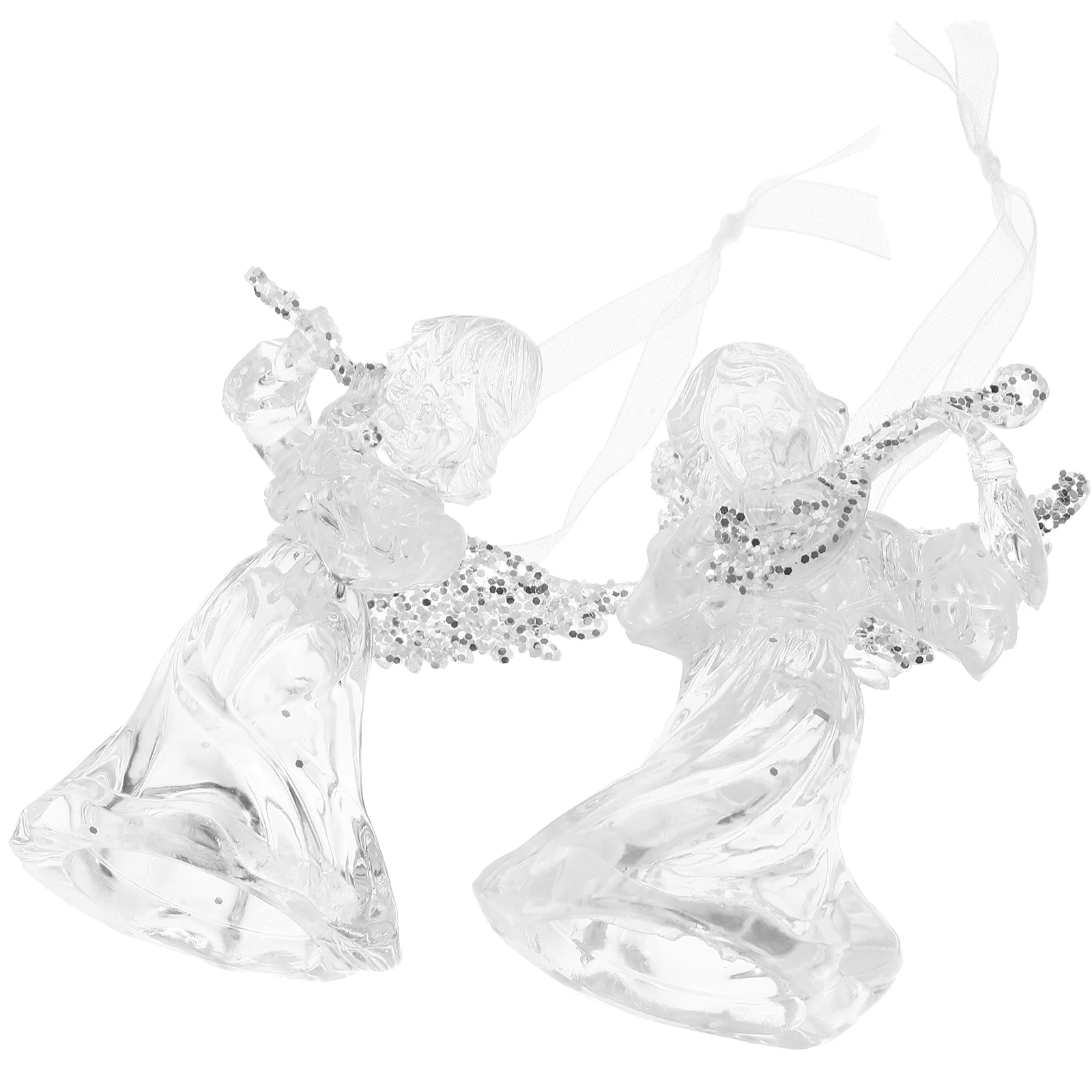 

2Pcs Hanging Angel Figurines Acrylic Christmas Decorations Holiday Party Wedding Home Decor Wall Door Window Tree Porch Ornament
