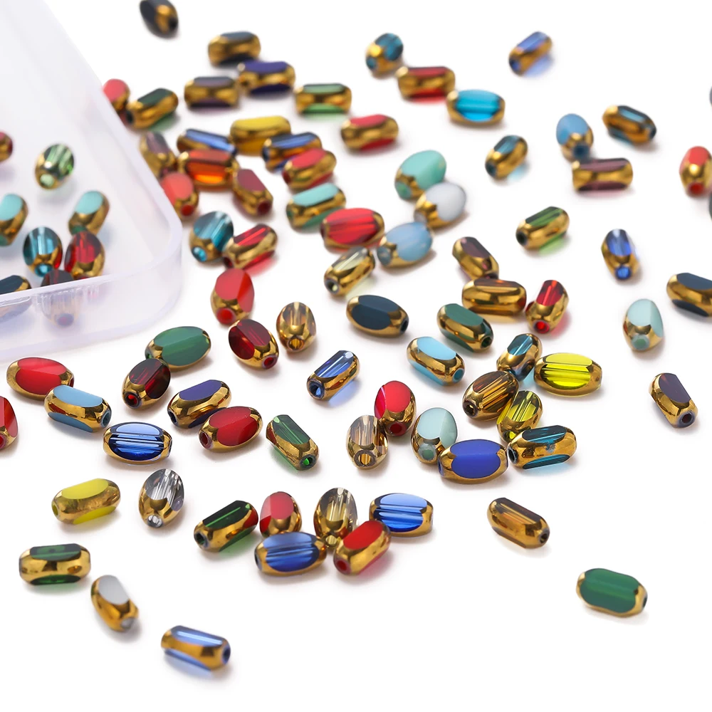 20 teile/los Oval Glas Perlen Überzogene Goldene Farbe Kristall Lose Spacer Perlen Diy Armband Halskette Schmuck Machen Zubehör – Detail 1