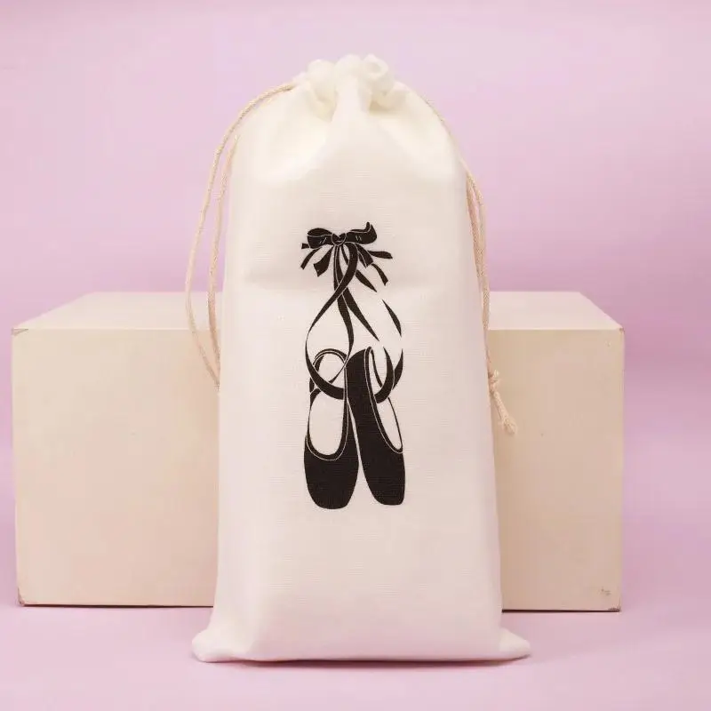 Ruoru 13*27cm Drawstring Ballet Bag White Color dance Bag for Girls Ballerina Pointe Shoes Bags Ballet Dance Accessories