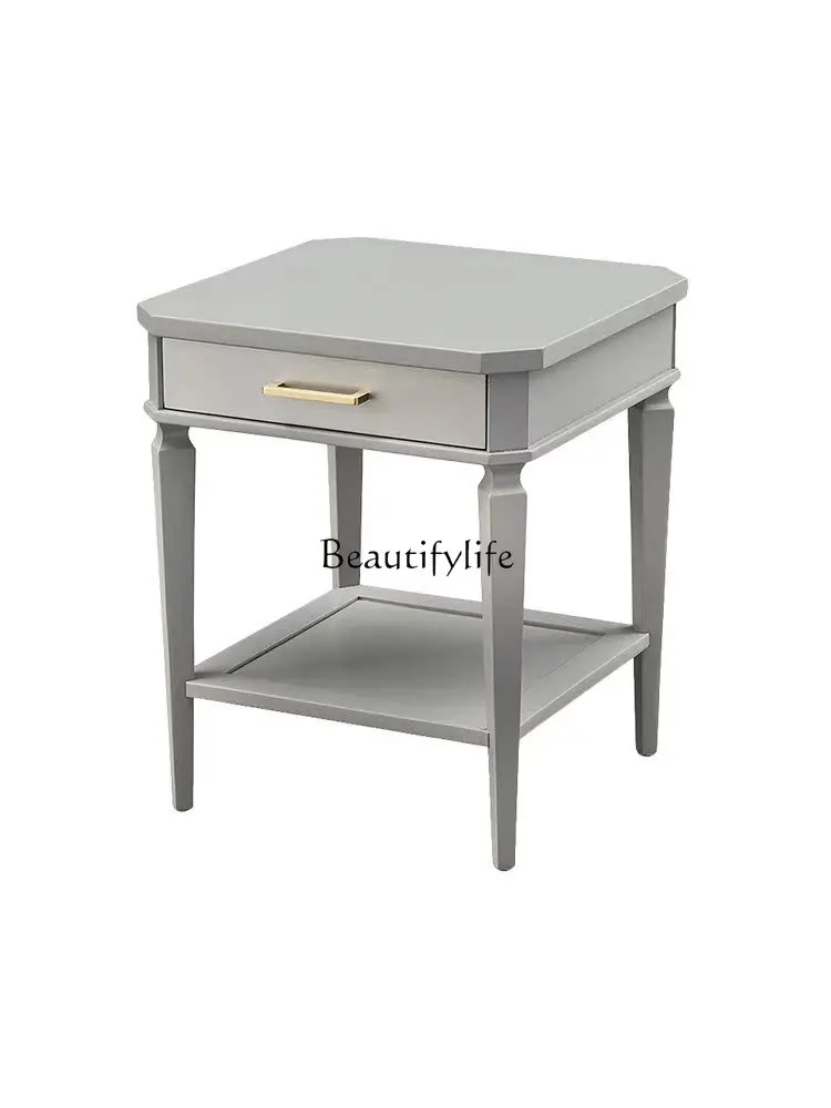 

Sofa side cabinet Solid wood side table Light luxury American small coffee table Mini side table