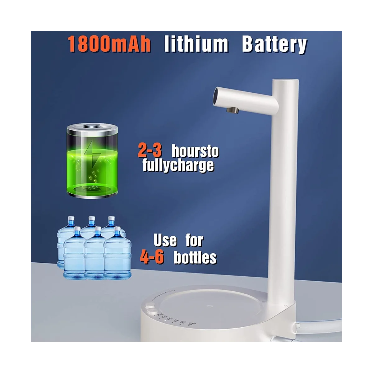 A09G-電動ウォーターガロンポンプ自動ウォーターボトルポンプディスペンサーデスクトップ充電式ウォーターポンプディスペンサースタンド付きA